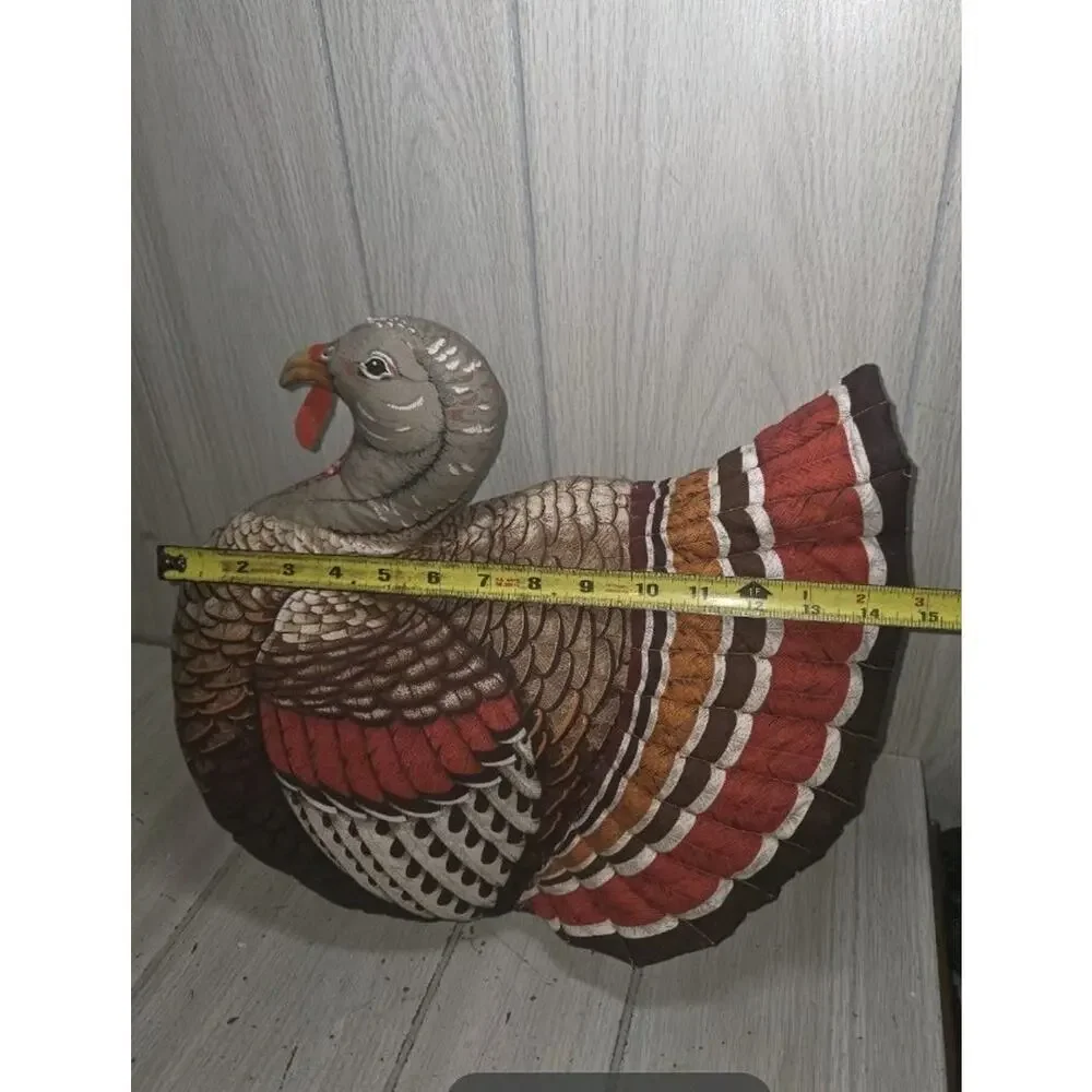 Vintage Handmade Stuffed Fabric Turkey THANKSGIVING Centerpiece Plush 14” Kitsch